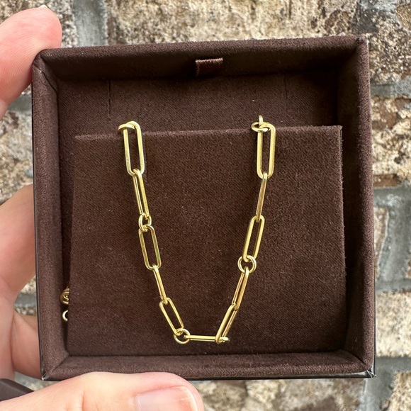 Roberto Coin 18K Yellow Gold Paper Clip & Round Link 17” Necklace - Picture 5 of 8